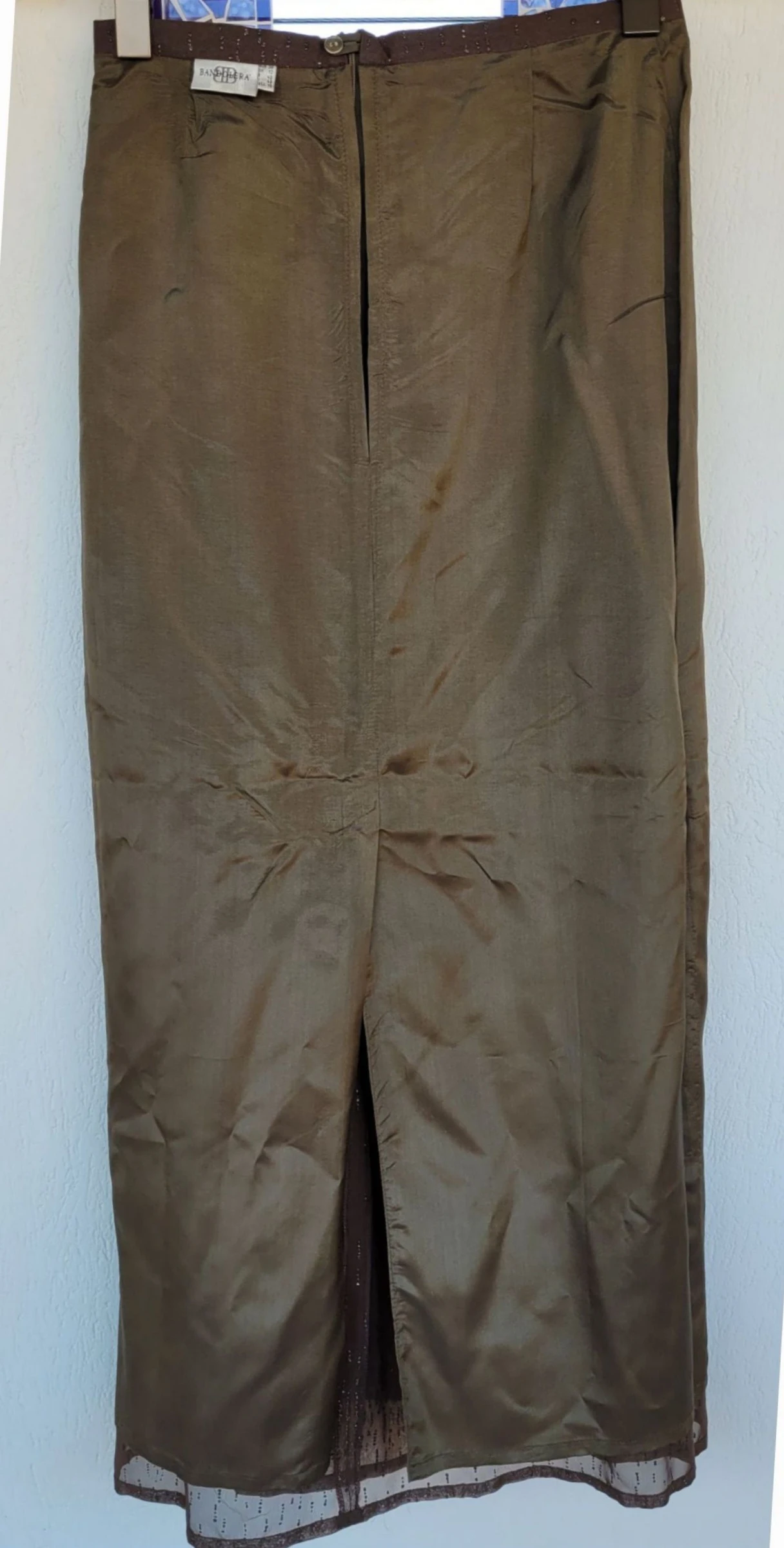 Bandolera Jupe TFr36/TS -Longa&Dobras -Voile Kaki com Brilhos em Ótimo Estado – photo 14